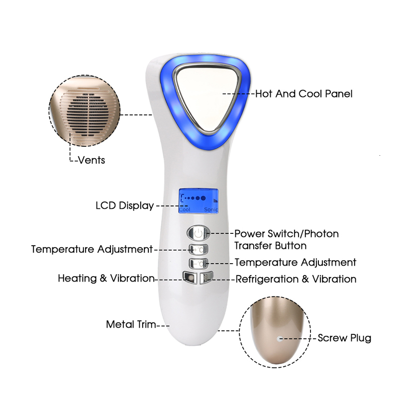 Cleaning Tools Accessories Ultrasonic Cryotherapy Machine LED Cold Hammer Face Lifting Vibration Massager Anti Aging Skin Tightening Beauty Instrument