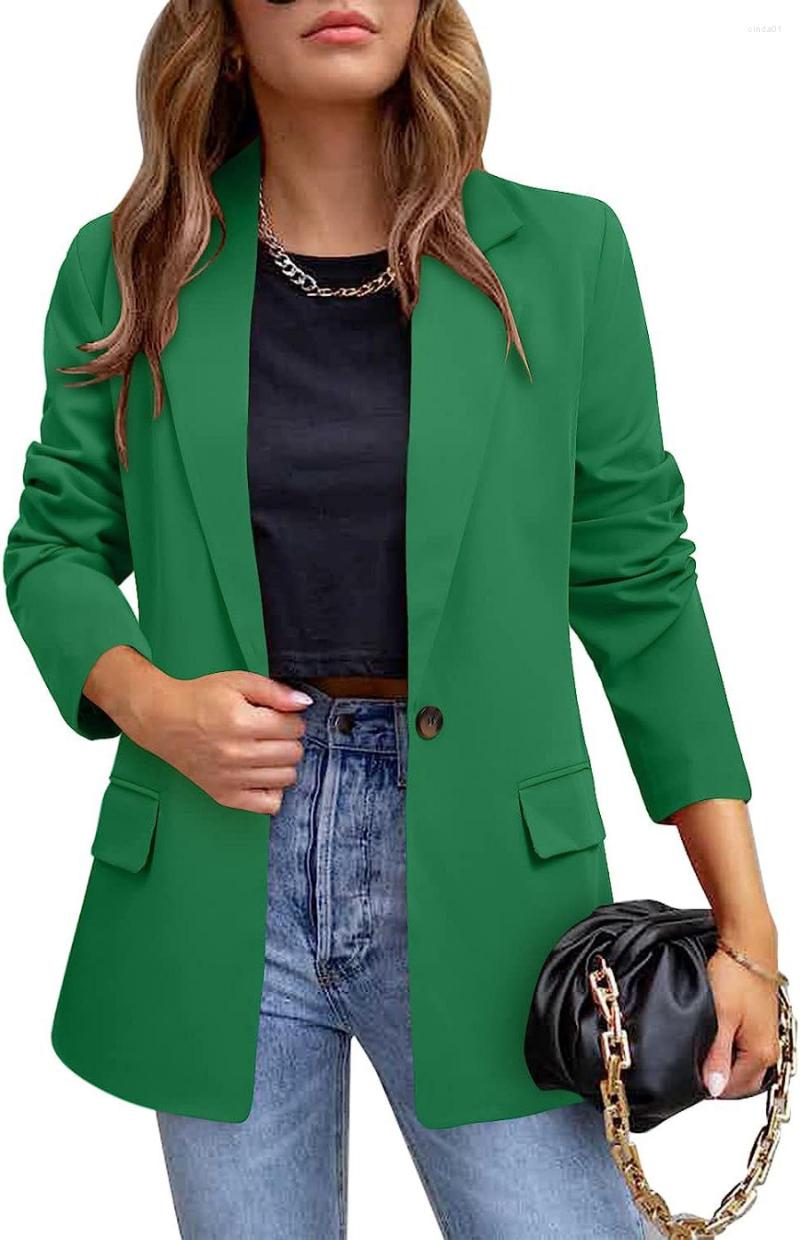 Women's Casual Solid Color Blazer Long Sleeve Button Down Office Work Wear Jacket Coat B4