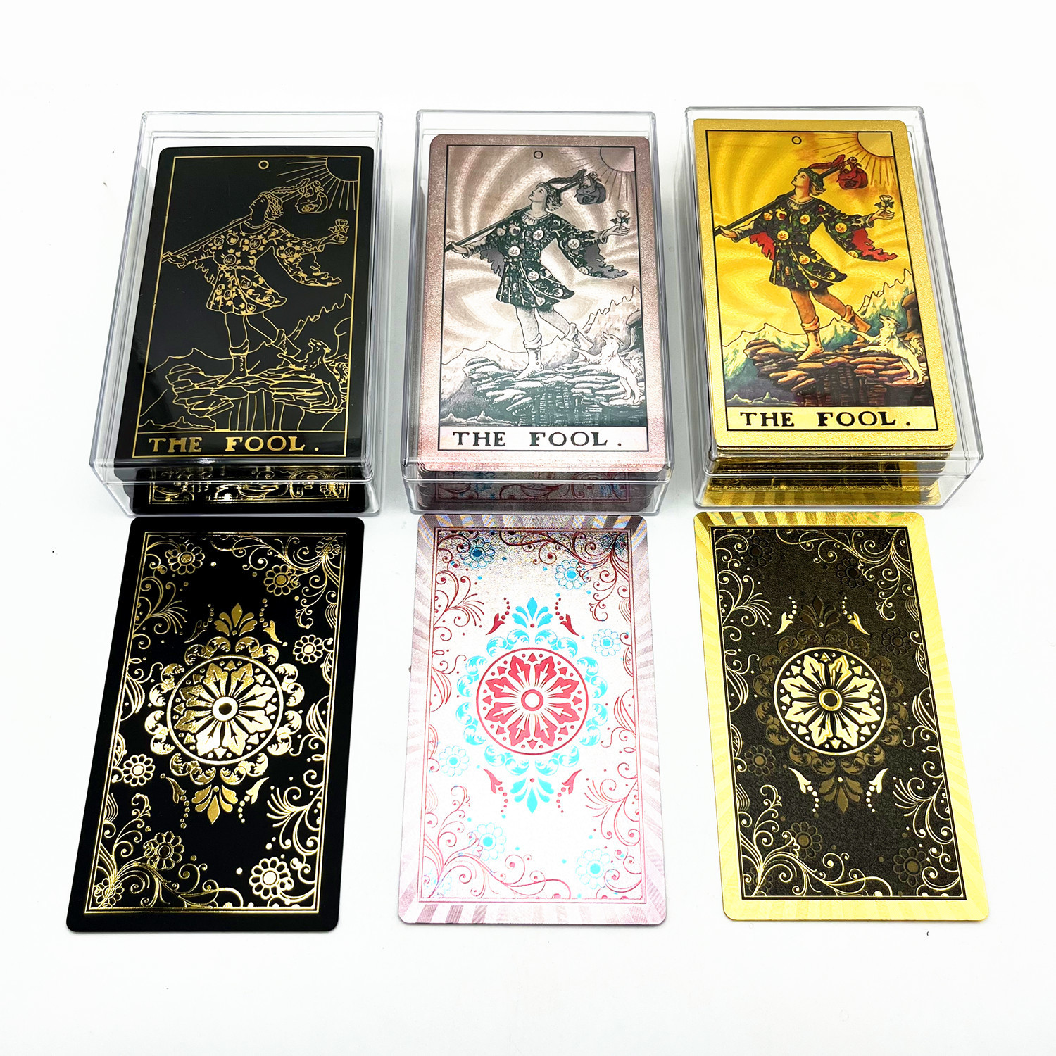 Outdoor Games Activities 1 Deck Tarot Cards Plastic Gold Black Waterproof Durable Divination With Guiding Book L722 230718