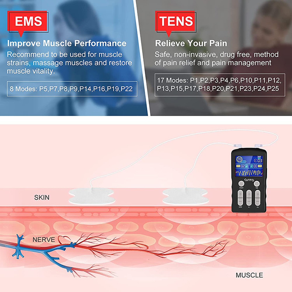 Face Massager 25 Modes EMS Electric Muscle Therapy Stimulator Dual Channel Tens Unit Machine Physiotherapy Pulse Full Body Massager Dropship 230718