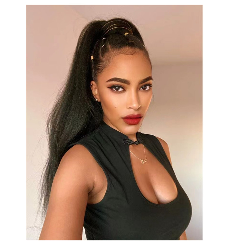 Ponytail Human Hair Wrap Around Horsetail natural hair texture yaki kinky Straight Brazilian100% Remy Human Hair Ponytail Extensions 160/100/120/140g