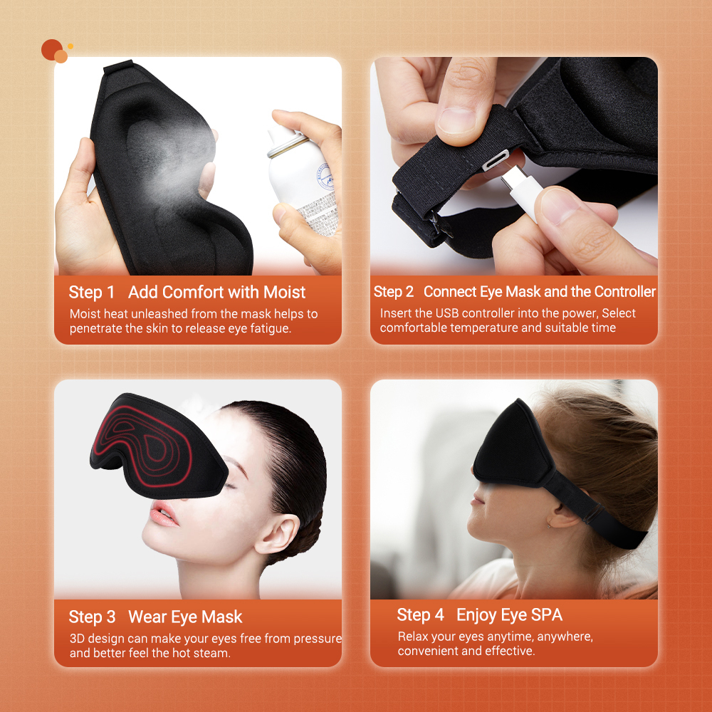 Eye Massager 3D Electric Heating Eye Mask Far Infrared Compress Eyeshade Temperature Control Eyecover Dry Tired Eyes Pads Sleep Aids 230718