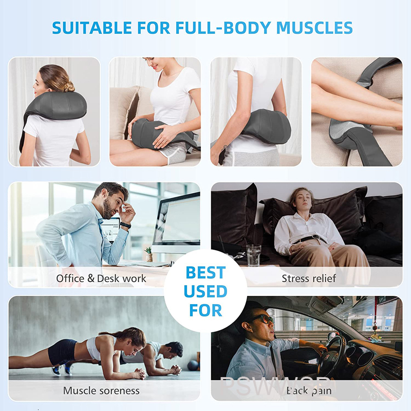Massaging Neck Pillowws Shiatsu Back Shoulder and Neck Massager U Shape Electric Full Body Massager with Heat Deep Tissue Kneading Pillow Massage 2307