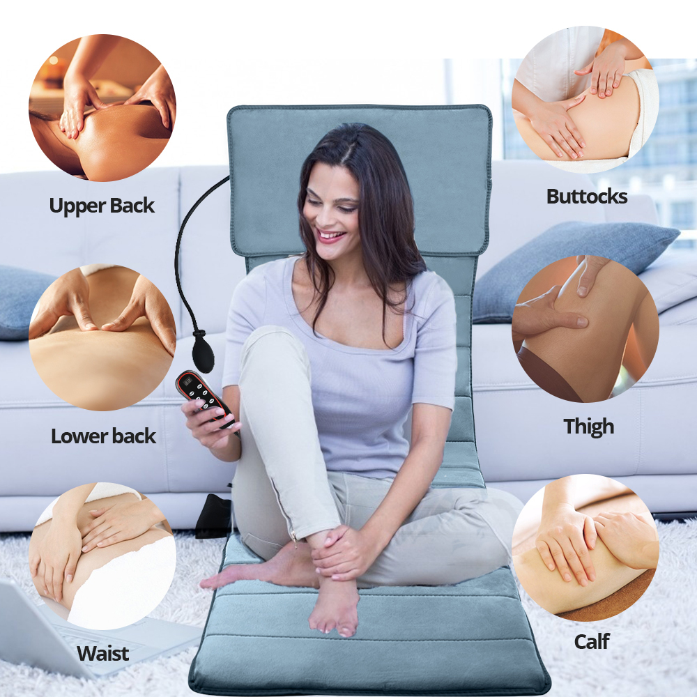 Back Massager Electric Vibration Full Body Massage Mat with Inflatable Air Pillow Home Office Waist Heating Pain Relief Back Massage Cushion 230718