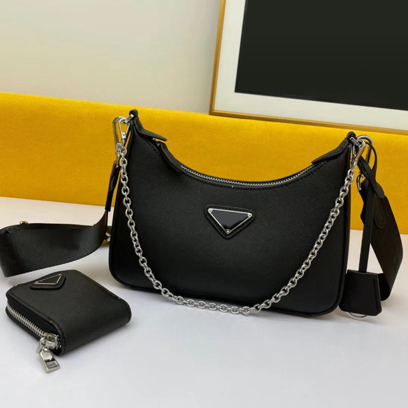 2023 New Three in One Underarm Bag Crescent Bag Nylon Canvas Versatile Chain Bag Single Shoulder Oblique Straddle Handbag