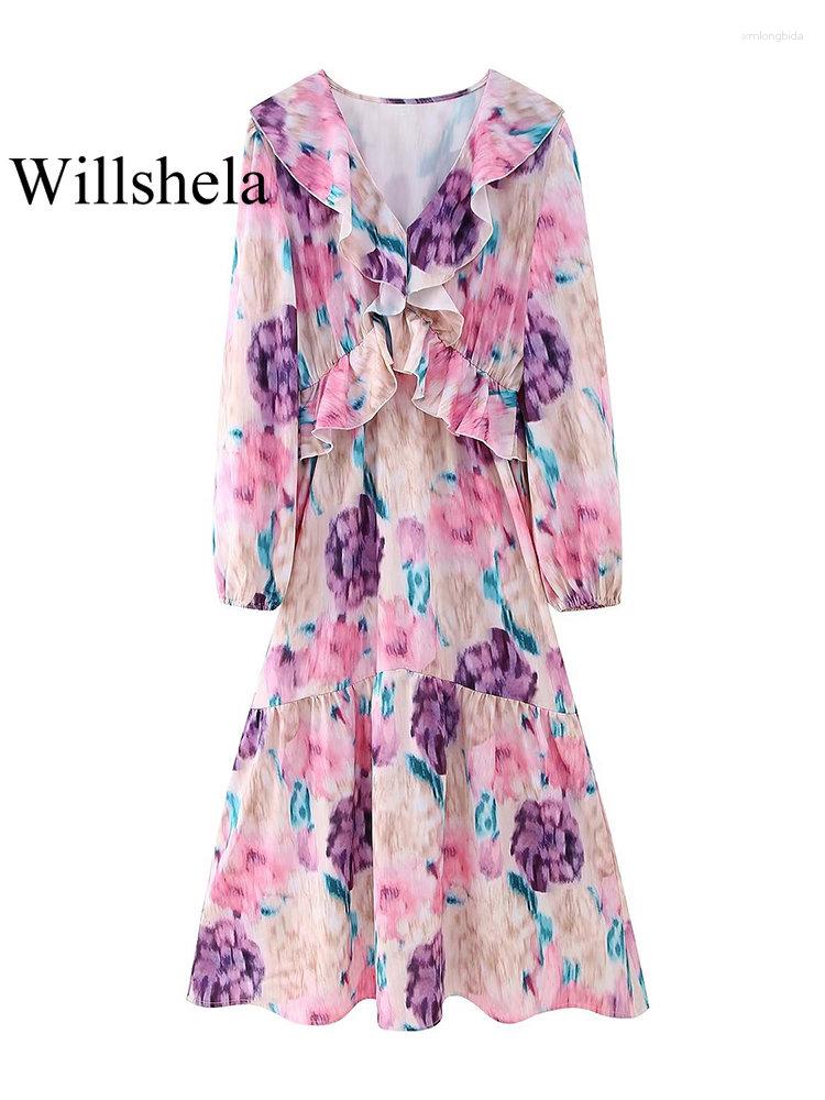 Casual Dresses Women Fashion Floral Printed Ruffled Midi Dress Vintage V-Neck Long Sleeves Female Chic Lady, Print
Casual Dresses Women Fashion Floral Printed Ruffled Midi Dress Vintage V-Neck Long Sleeves Female Chic Lady, Print