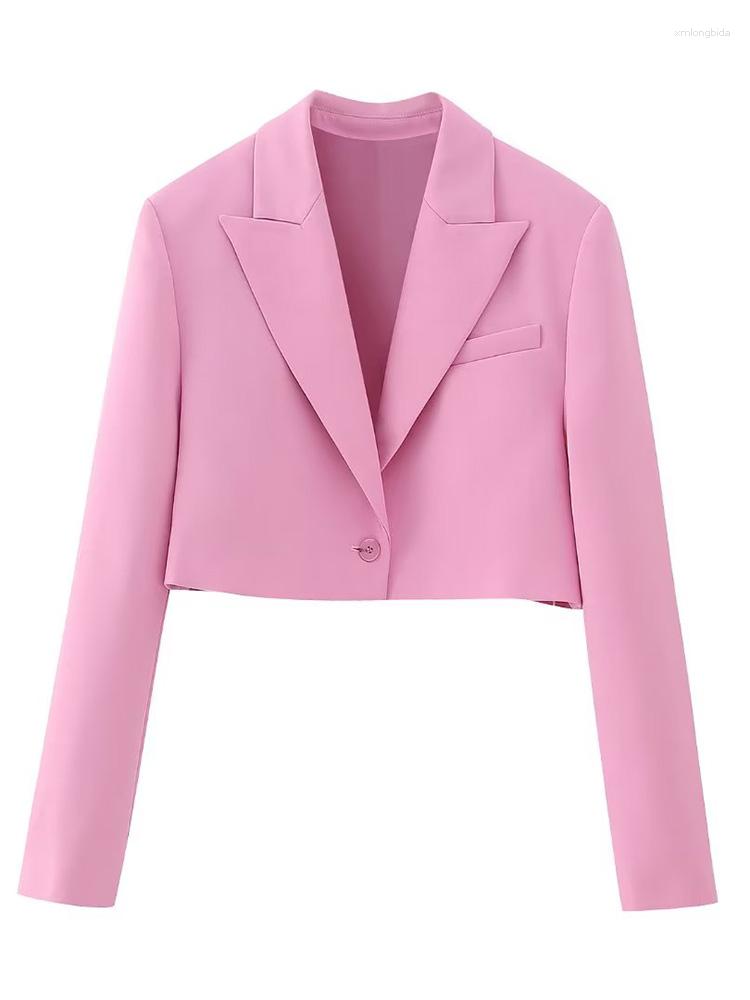 Women's Suits Women Fashion Pink Solid Single Button Cropped Blazer Vintage Notched Neck Long Sleeve Female Office Lady Outfits
Women's Suits Women Fashion Pink Solid Single Button Cropped Blazer Vintage Notched Neck Long Sleeve Female Office Lady Outfits