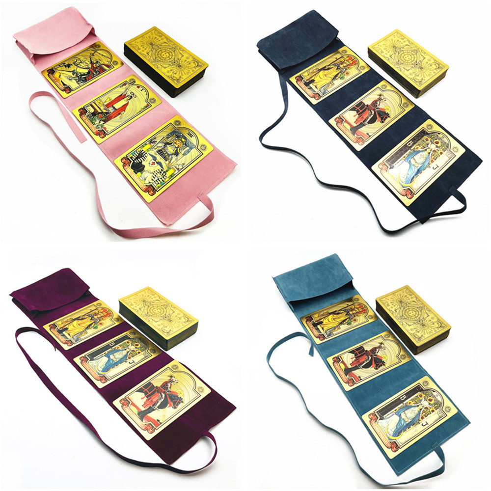 Outdoor Games Activities 1 Deck Gold Foil Plastic Tarot Cards With Storage Bag Cards Divination Astrology English Guide Book L748 230718