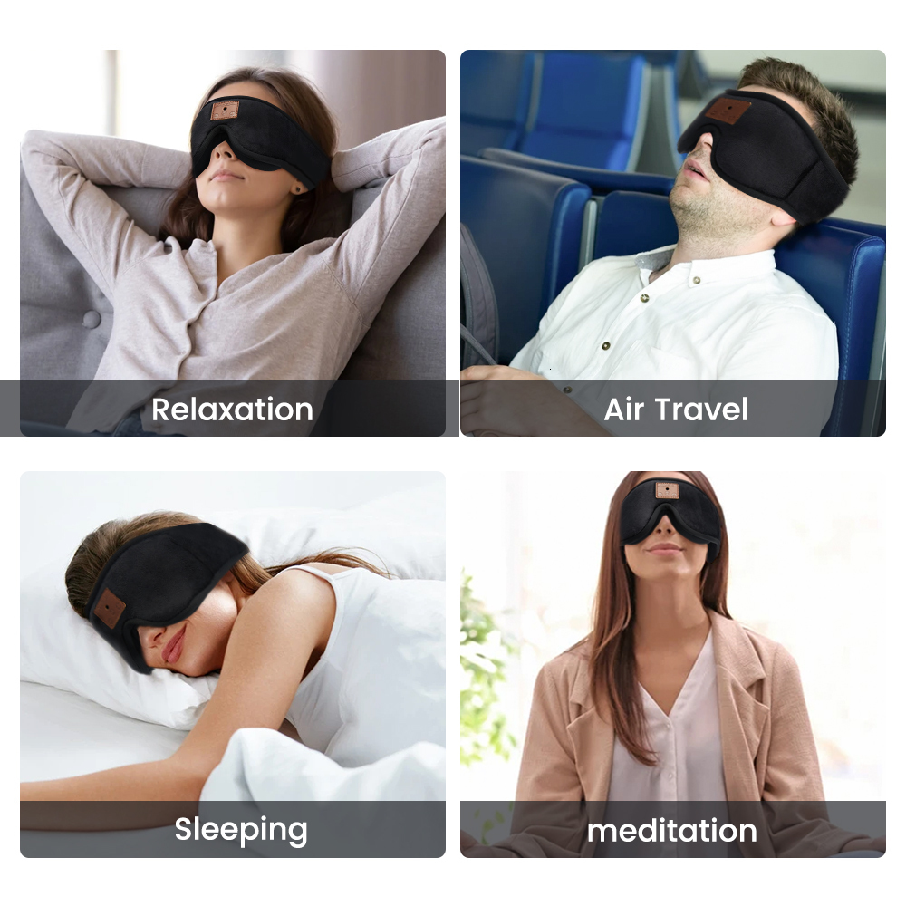 Eye Massager Bluetooth Sleeping Headphones 3D Eye Mask Total Blockout Light Eyeshade Earbuds Music Earphones Blindfold for Better Sleep Relax 230718