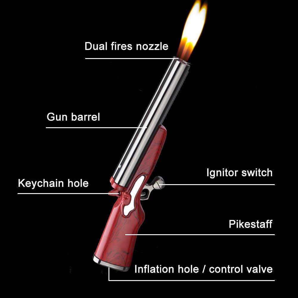 NEW Cool Gadgets Candle Lighter Creative Mini Gun Dual Flame Refillable Butane No Gas Gifts for Men GYKM W260202