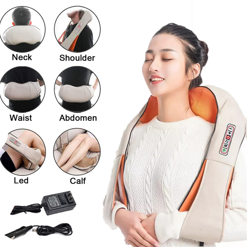 Massaging Neck Pillowws U Shape Electrical Shiatsu Massage Shawl Back Neck Shoulder Body Massager Device Infrared Heated Kneading CarHome Massage Shaw
