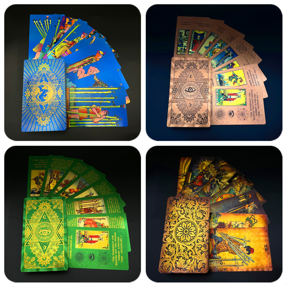 Outdoor Games Activities 1 Deck Tarot Cards With Guide Book Gold foil Plastic Waterproof Board Game Astrology Gift L734 230718