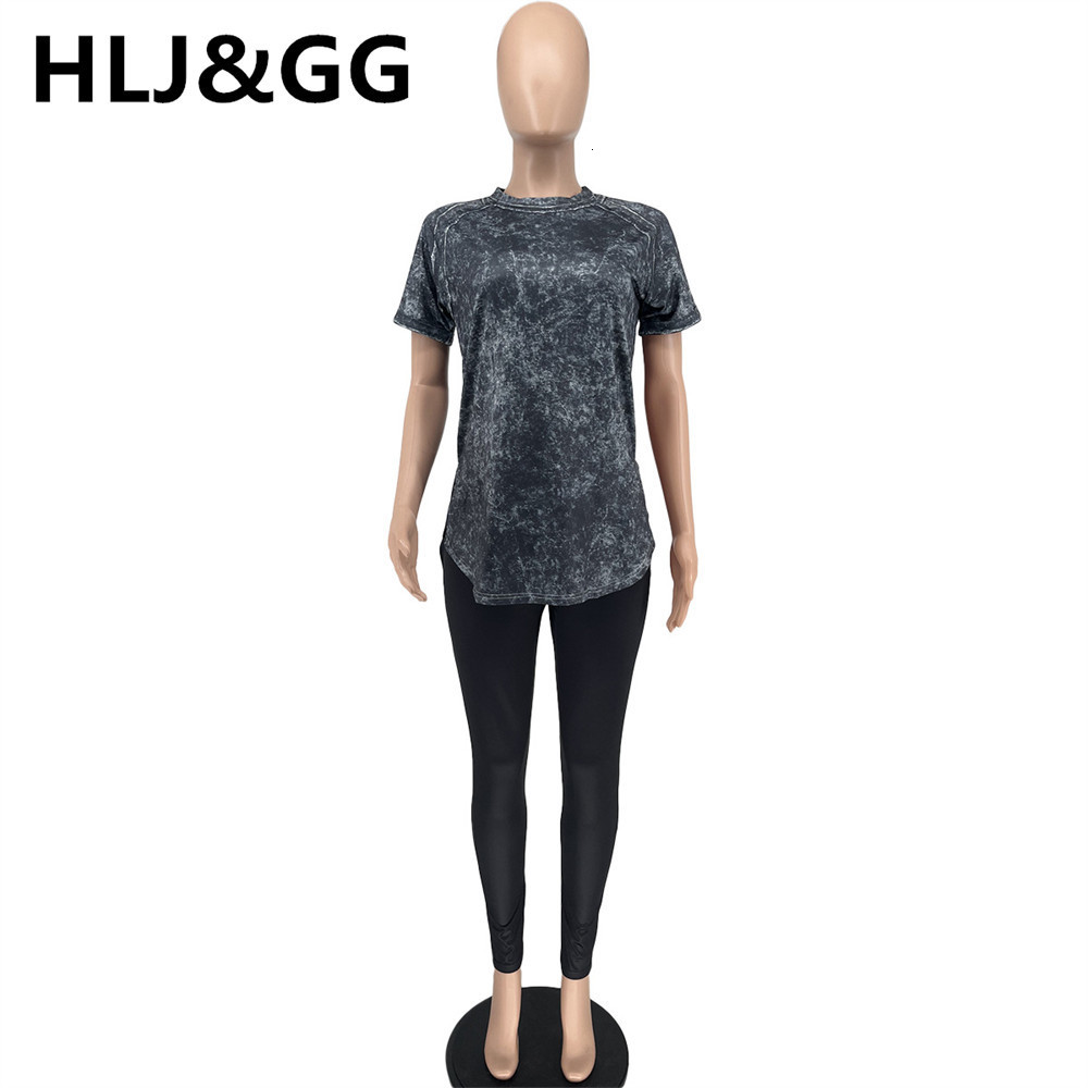 Women's Two Piece Pants HLJ GG Casual Solid Color Sporty Two Piece Sets Women Round Neck Short Sleeve Top And Skinny Pants Tracksuit Casual 2pcs 