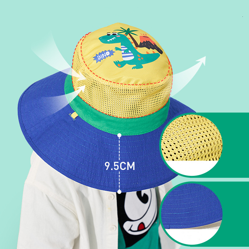 Caps Hats 0-12 Years Old Children Sun Hat Cartoon Kids Breathable Bucket Sun Protection Hat Adjustable Stay-on Chin-Strap Spring Travel 230717
