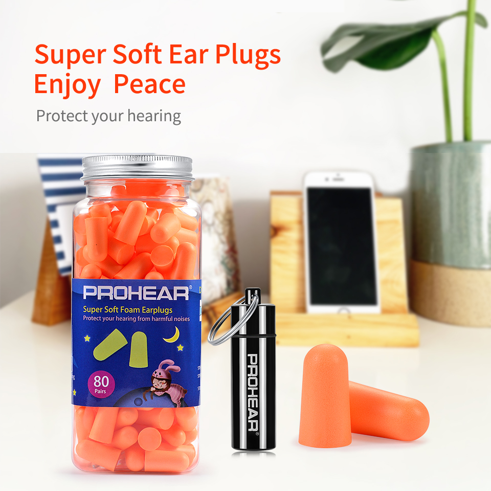 Earplugs ZOHAN 80 Pairs Foam Ear Plugs Noise reusable BlockerFilter soundproof earmuffs for sleeping earplugs silicone Carrying Case 230717