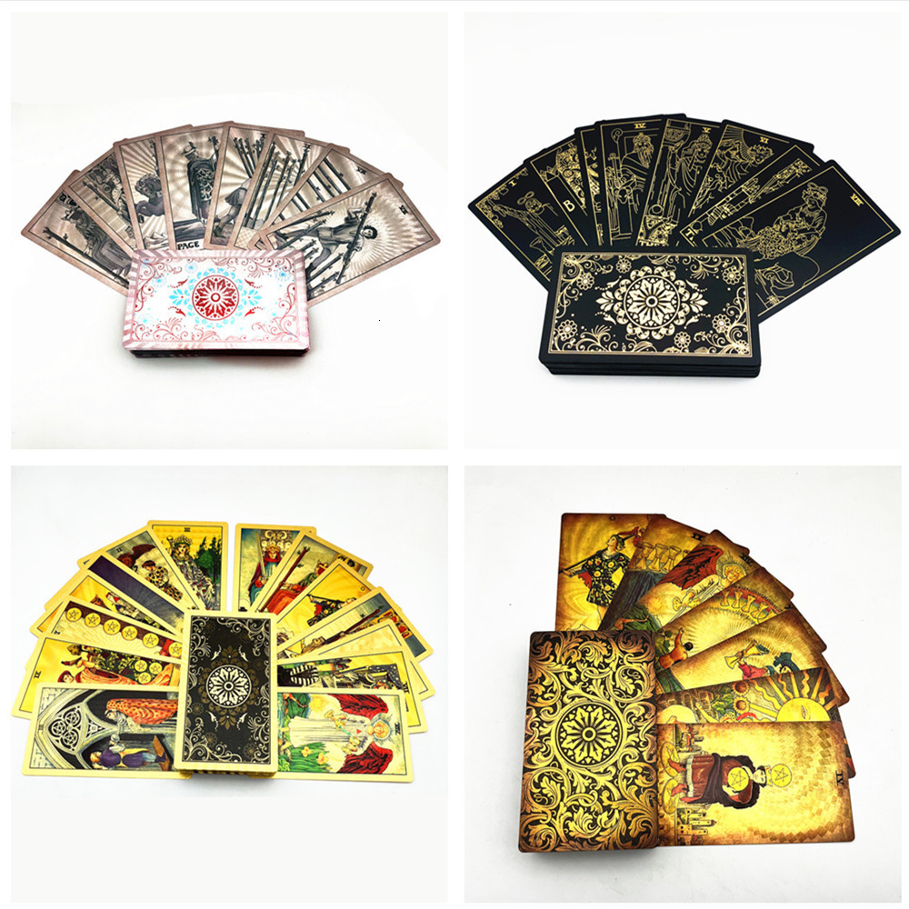 Outdoor Games Activities 1 Deck Tarot Cards With Guide Book Gold foil Plastic Waterproof Board Game Astrology Gift L734 230718