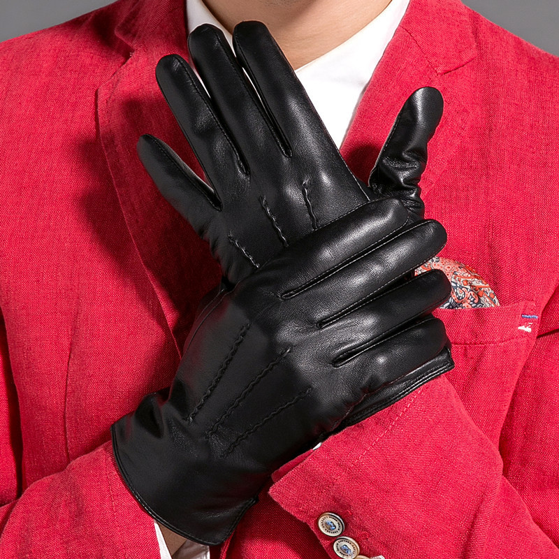 Five Fingers Gloves GOURS Winter Real Leather Gloves Men Black Genuine Goatskin Gloves Fleece Lined Warm Fashion Driving Mittens Arrival GSM043 230717