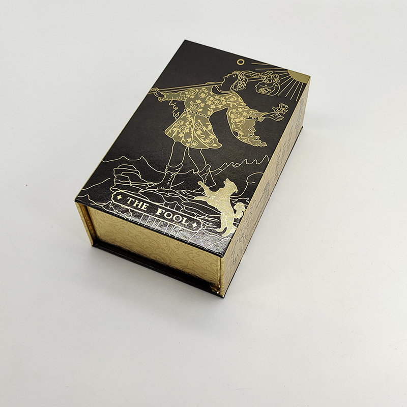Outdoor Games Activities Good Quality Frosted Gold Tarot Deck Waterproof Divination Cards Plastic With Guidebook And Exquisite Flip Box 230717