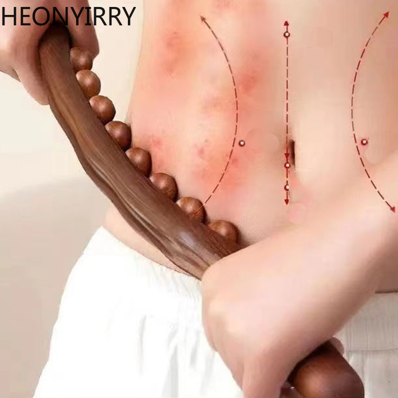 Full Body Massager 820 Beads Gua Sha Massage Stick Carbonized Wood Back Scrapping Meridian Therapy Wand Muscle Relaxing Body Massager Guasha 230718