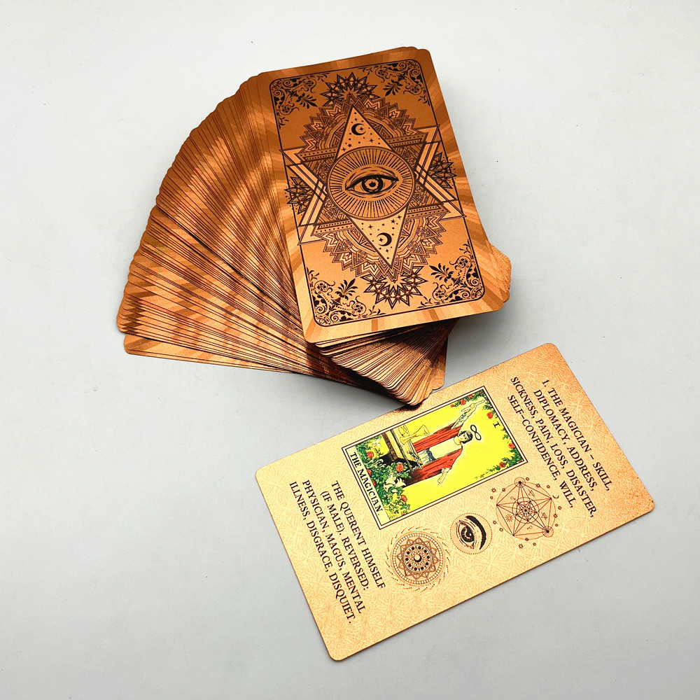 Outdoor Games Activities 1 Deck Plastic Tarot Cards Gold Black Blue Green Cards 7*12cm Waterproof Durable Home Board Game Divination 78 Cards 230718