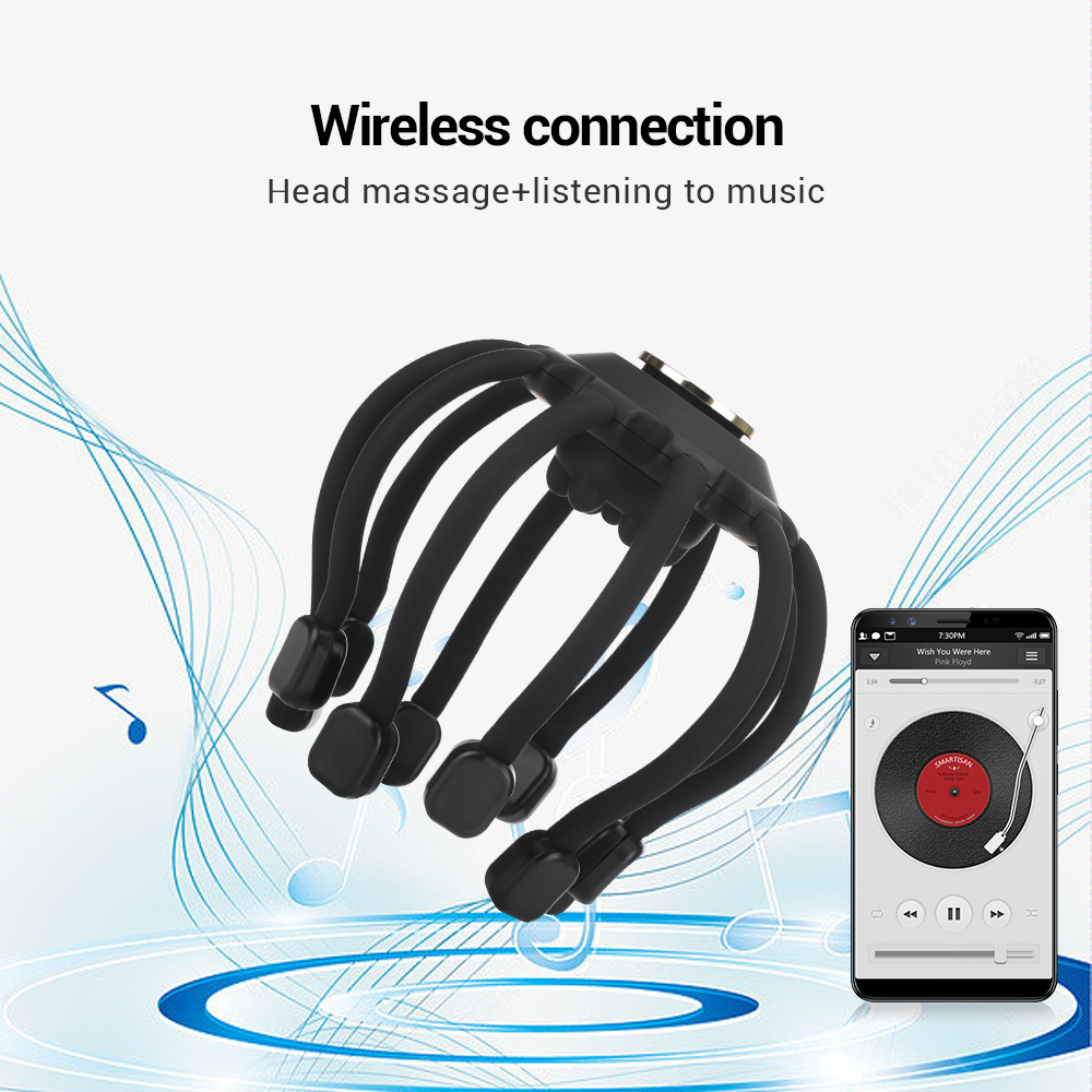 Head Massager Electric Head Massager Wireless Connect Music 4 modes Head Scratcher Massage Scalp Relieve Fatigue Relax Brain USB Charging 230718