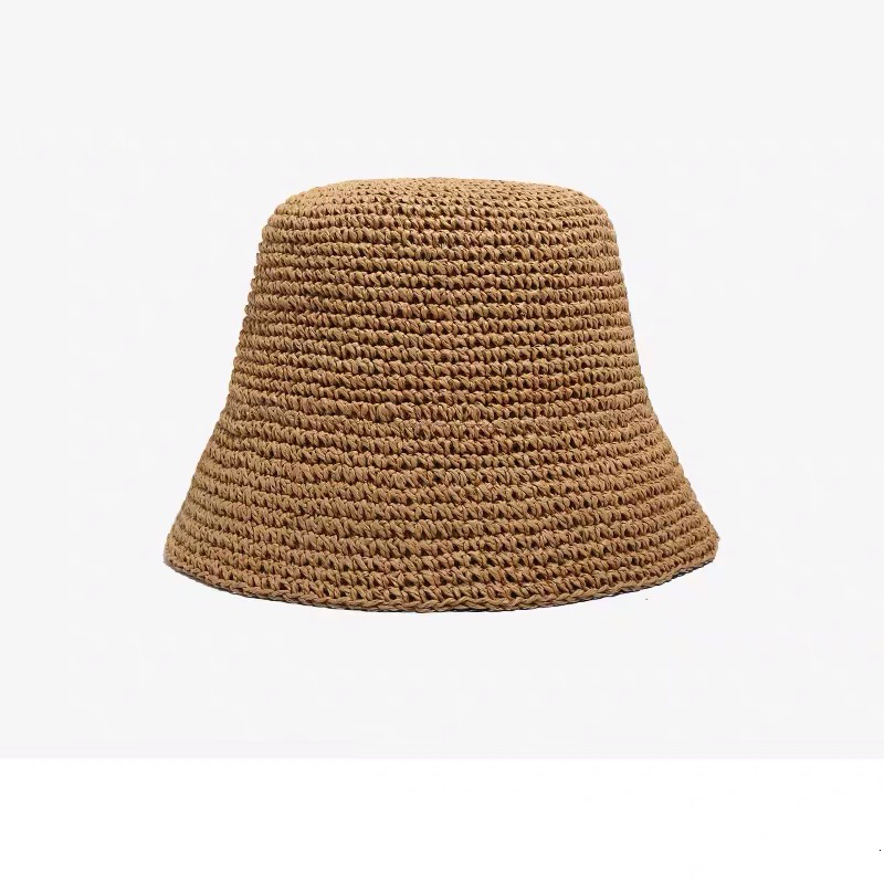 Wide Brim Hats BUCKet Hats Summer Woven Cloche BUCKet Hat Plain Sun Hat for Women French Retro Style Wide Brim Handmade Straw Hat Derby Ladies Hat 230
