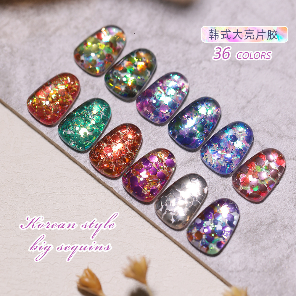 Nail Polish Nude Color Sequin Glitter UV Gel Semi Permanent Shiny Sparkle Soak Off Art Varnish 230718