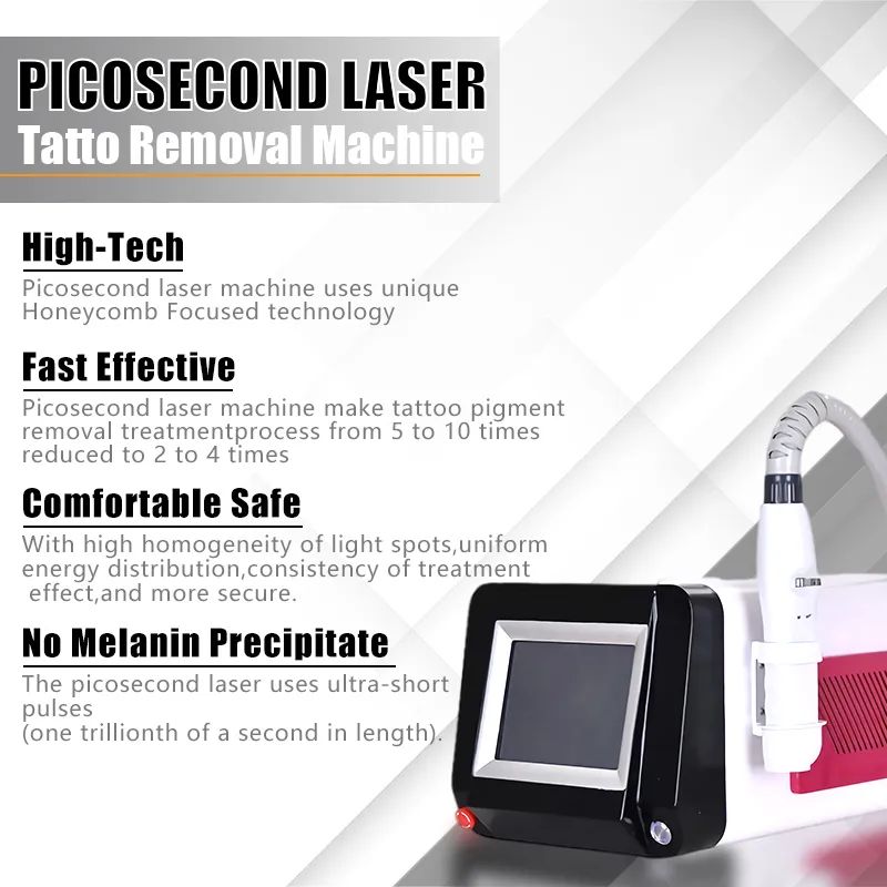 Q Switched Nd Yag Laser Tattoo Removal Machine 4 wavelength 755nm 532nm 1064nm 1320nm Pico Laser Picosecond Freckle Remover Skin Rejuvenation Acne Tre