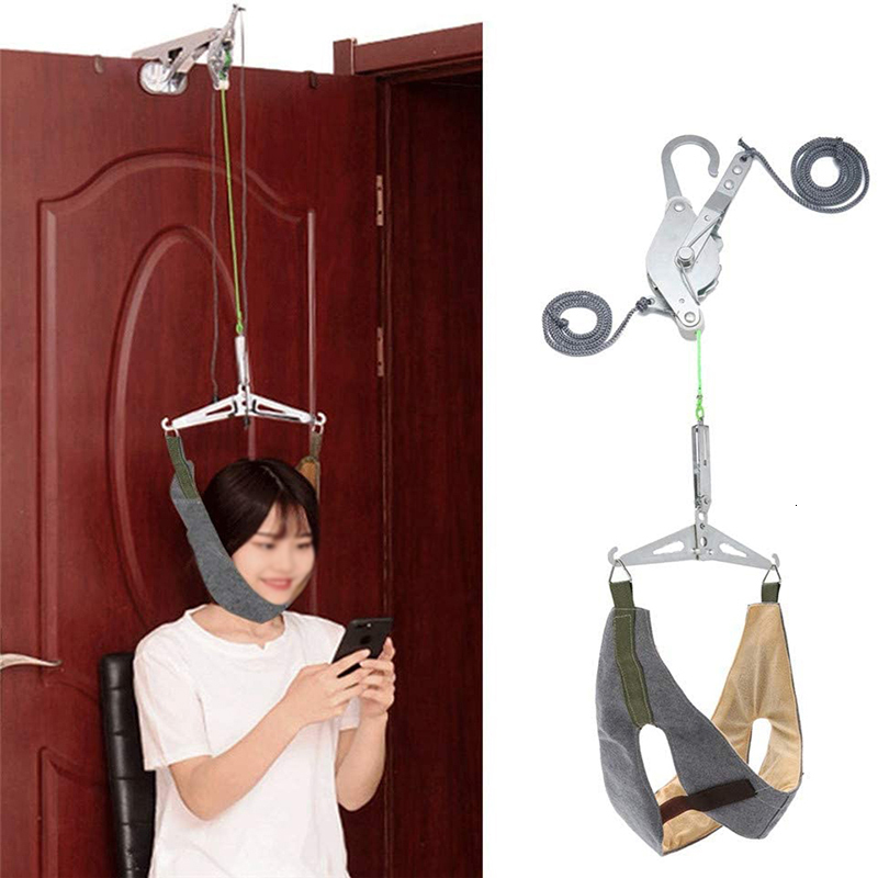 Massaging Neck Pillowws Cervical Traction Over Door Neck Massager Device Kit Stretcher Adjustment Chiropractic Back Head Massager Relaxation Pain Reli