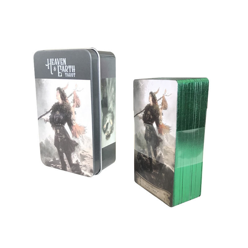 Outdoor Games Activities Heaven Earth Tarot Card Tin Box Gilded Edge Fate Divination Family Party Playing Card Game Tarot Card 78 Deck Paper Guidebook