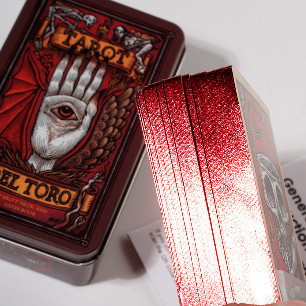 Outdoor Games Activities Tarot del Toro in a Tin Metal Box 78 Cards Gilded Edge Guidebook Inspired by the World of Guillermo del Toro 230717