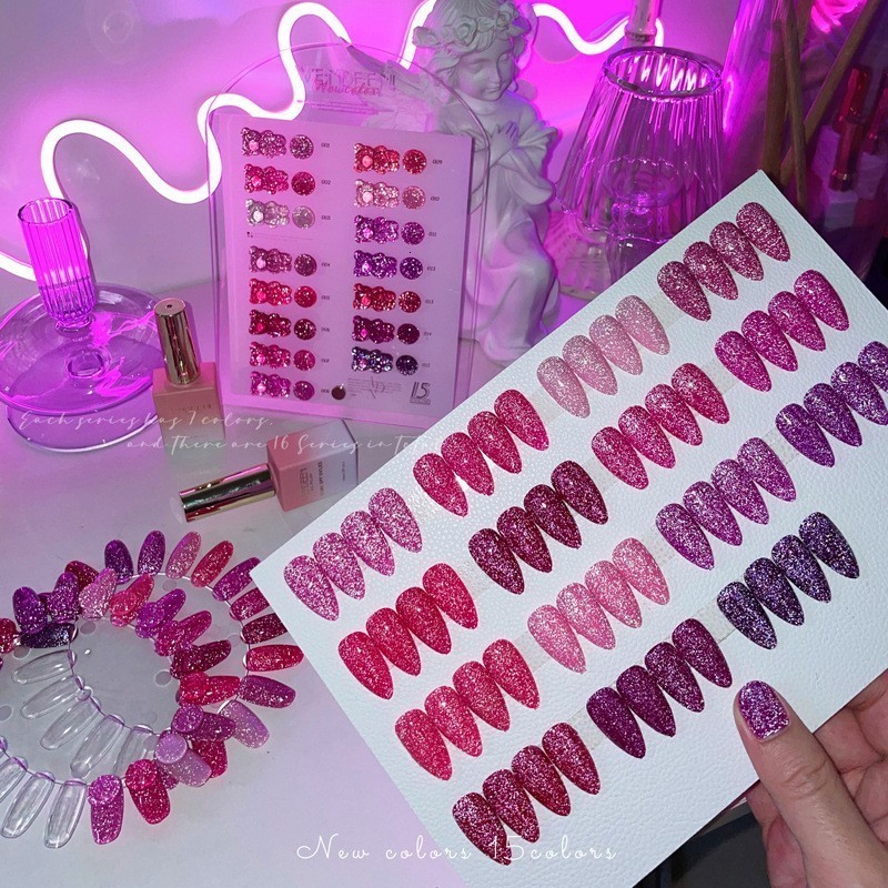 Nail Polish Red Collection Reflective Glitter Disco Gel Color Sparkling Sequins Soak Off UV LED Varnish Art Decoration 230718