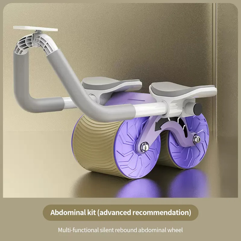 Sit Up Benches Version Ab Two Wheels Roller Automatic Rebound Ab Wheel Roller Abdominal Core Trainer 230717