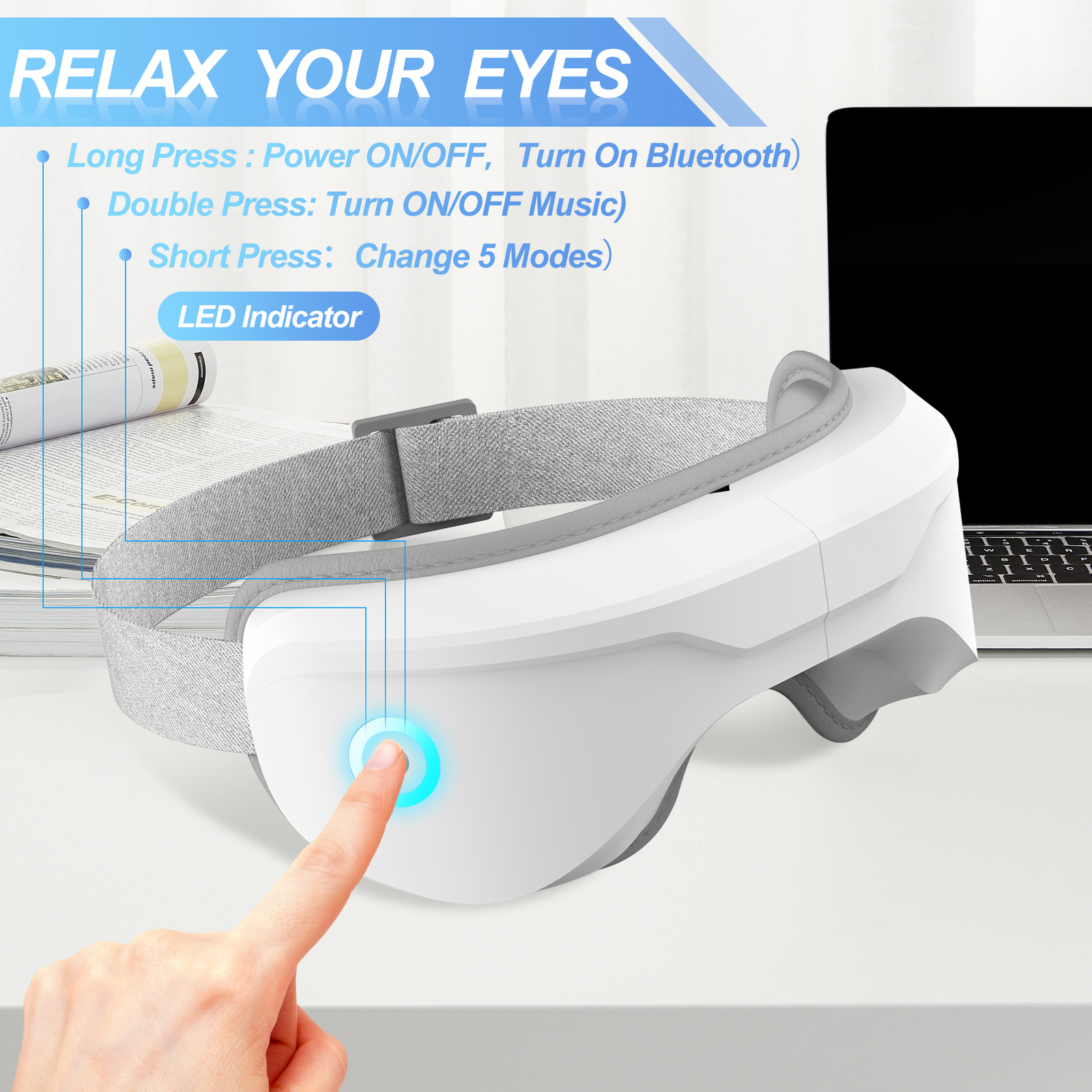 Eye Massager Eye Massager Smart Airbag Vibration Eye Care Instrumen Bluetooth Music Air Pressure Foldable Heating Massager Relieves Fatigue 230718