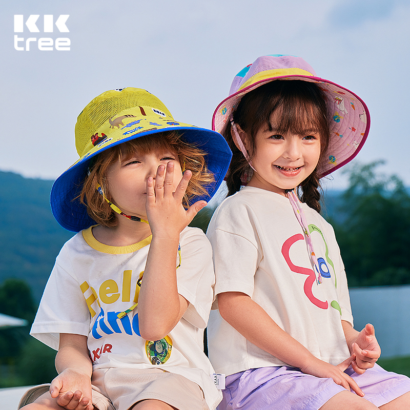 Caps Hats 0-12 Years Old Children Sun Hat Cartoon Kids Breathable Bucket Sun Protection Hat Adjustable Stay-on Chin-Strap Spring Travel 230717