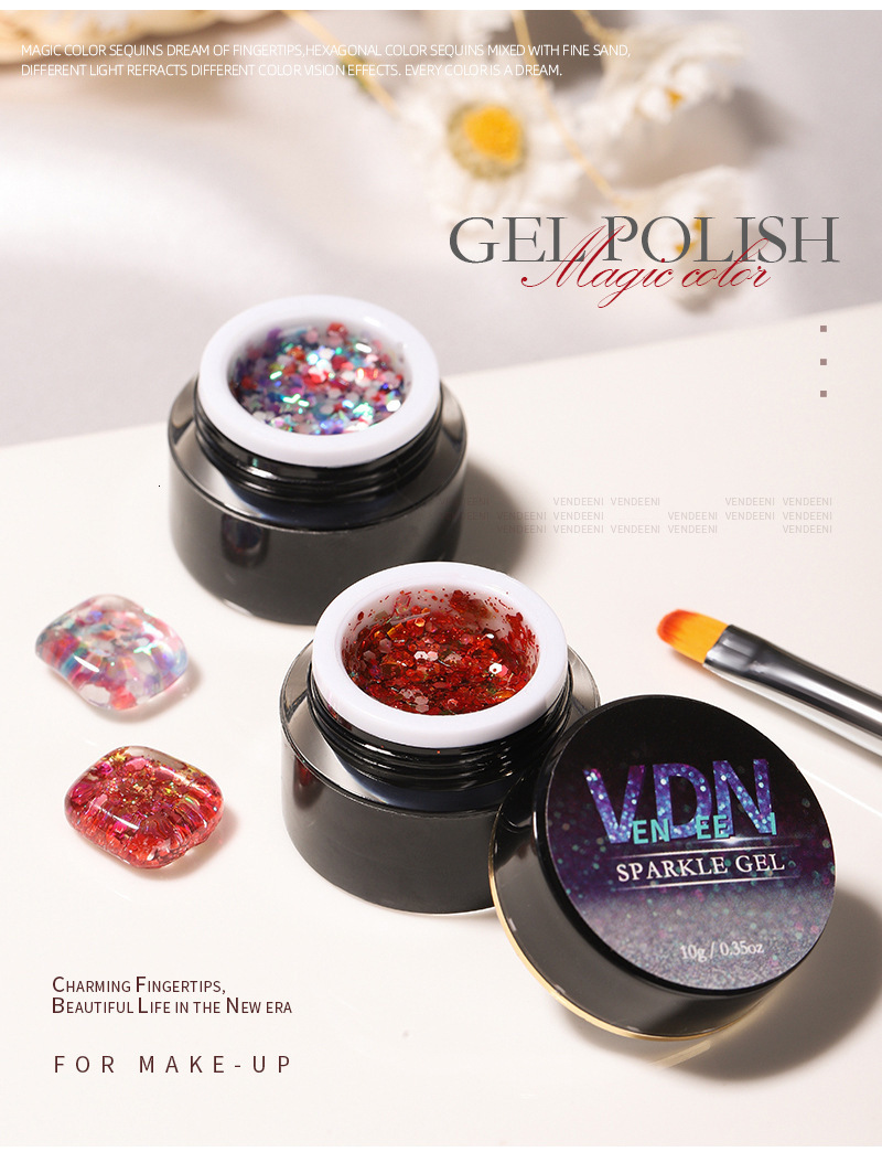 Nail Polish Nude Color Sequin Glitter UV Gel Semi Permanent Shiny Sparkle Soak Off Art Varnish 230718