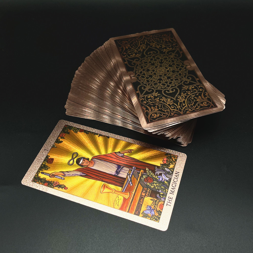 Outdoor Games Activities 1 Deck Tarot Cards Plastic With Guide Book Rider Waite Gold Silver Waterproof Durable Cards Divination 230718