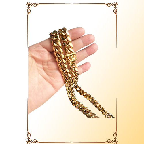 10mm12mm14mm Miami Cuban Link Chain Mens 14K Gold Plated Chains High Polished Punk Curb Stainless Steel Hip Hop Jewelry