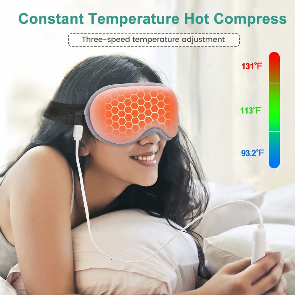 Eye Massager Reusable USB Electric Heated Eyes Mask Compress Warm Therapy Eye Care Massager Relieve Tired Eyes Dry Eyes Sleep Blindfold 230718