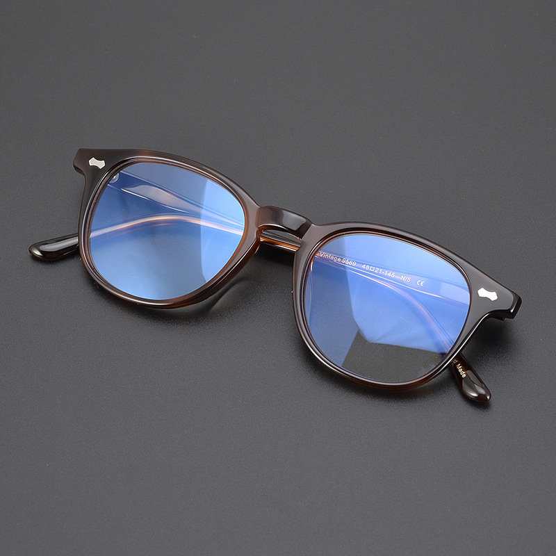 Sunglasses Frames Japanese tortoiseshell plate small square glasses with lightweight thin edge frames for men and women with high myopia and large fac