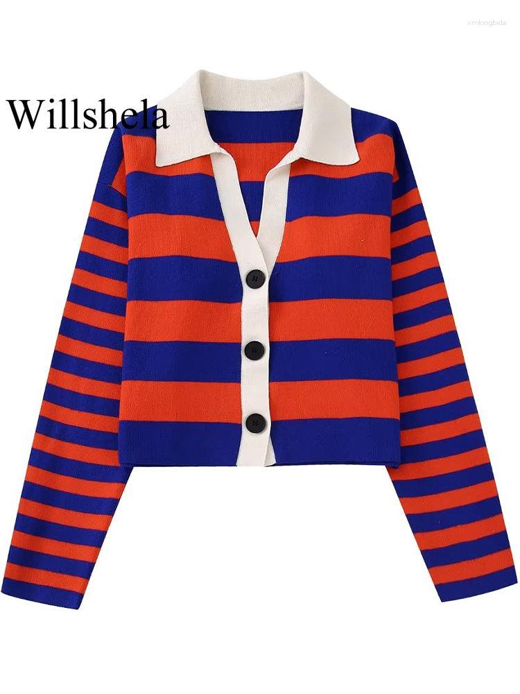 Women' Knits Women Fashion Striped Single Breasted Knitted Cardigan Sweater Vintage Lapel Neck Long Sleeves Female Outwear
Women' Knits Women Fashion Striped Single Breasted Knitted Cardigan Sweater Vintage Lapel Neck Long Sleeves Female Outwear