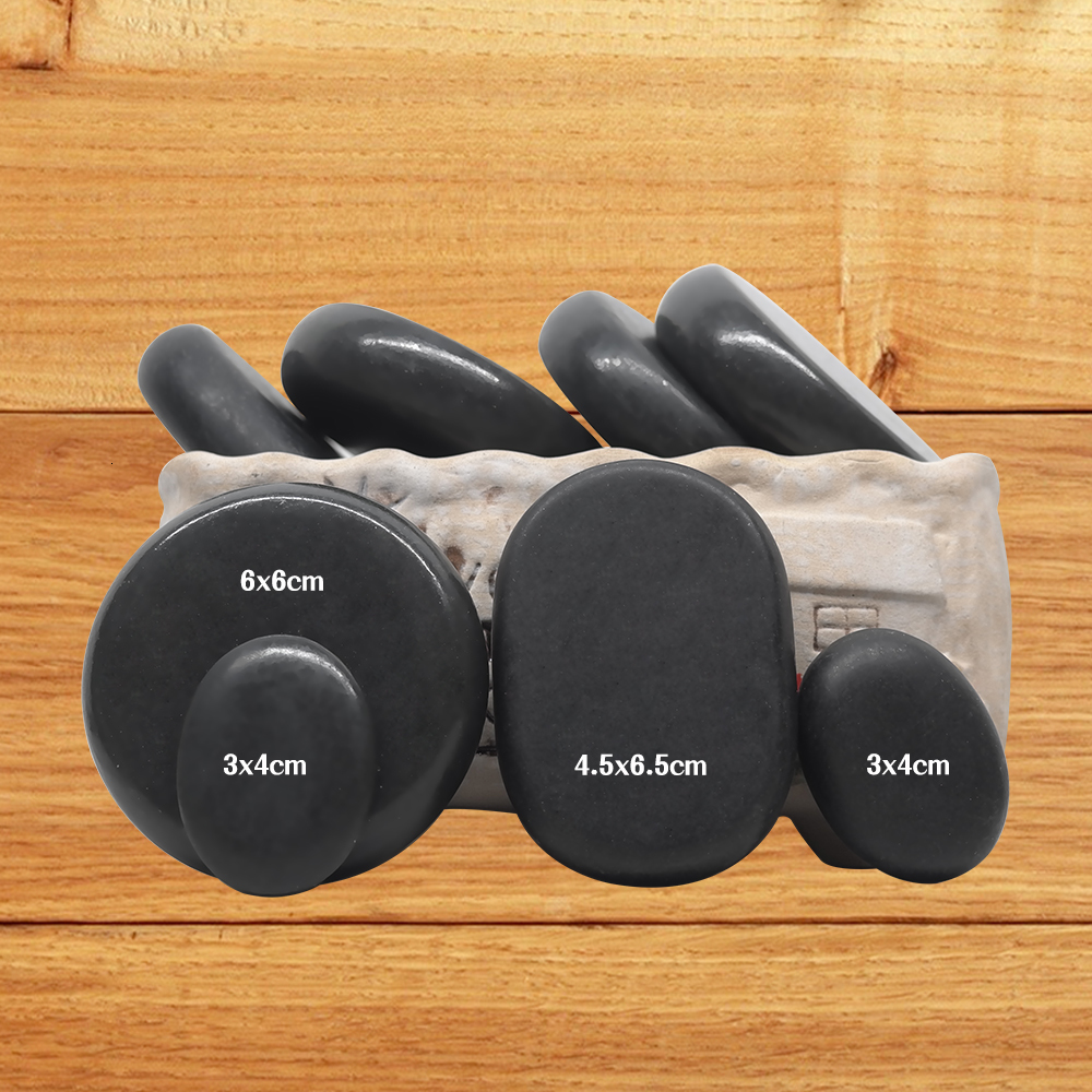 Full Body Massager Tontin 20pcsset Stone Massage Set Heater Box Relieve Stress Back Pain Health Care Lava Basalt round massage tool Stones 230718