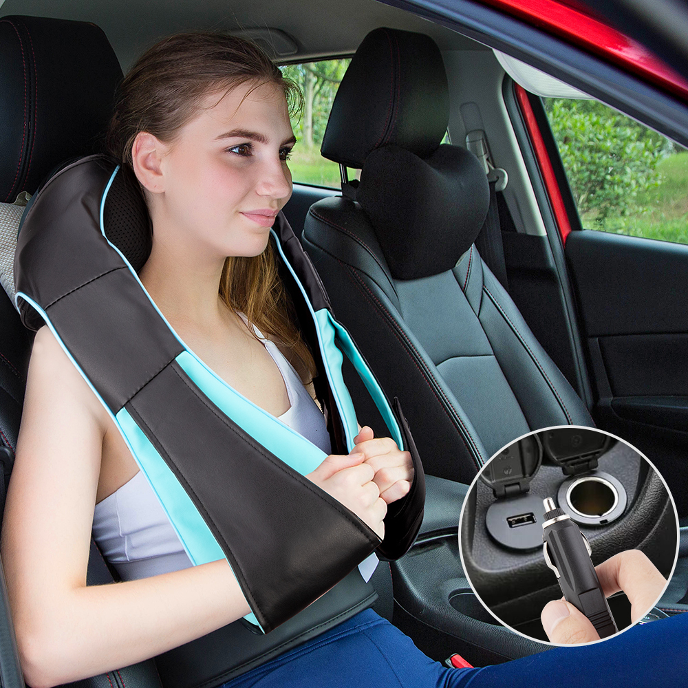 Massaging Neck Pillowws With Gift BoxHome Car U Shape Electrical Shiatsu Back Neck Shoulder Body Massager Infrared Heated Kneading 4D Massagem Shawl 2