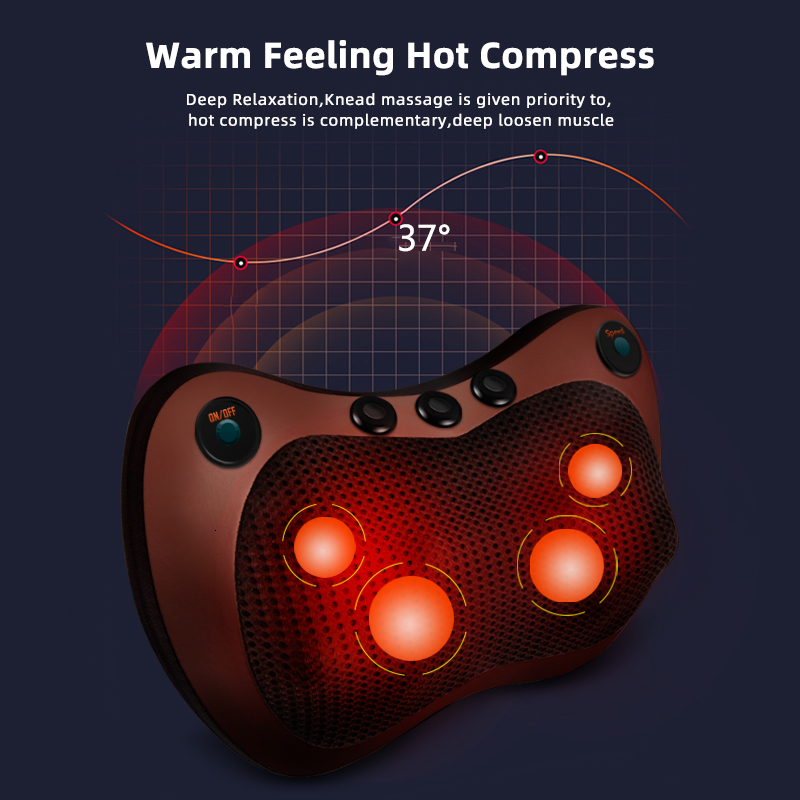 Massaging Neck Pillowws Electric neck massage pillow shoulder neck and back body relaxation heating kneading infrared physiotherapy Shiatsu massage 23