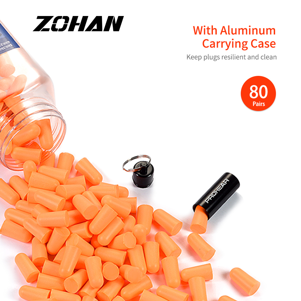 Earplugs ZOHAN 80 Pairs Foam Ear Plugs Noise reusable BlockerFilter soundproof earmuffs for sleeping earplugs silicone Carrying Case 230717