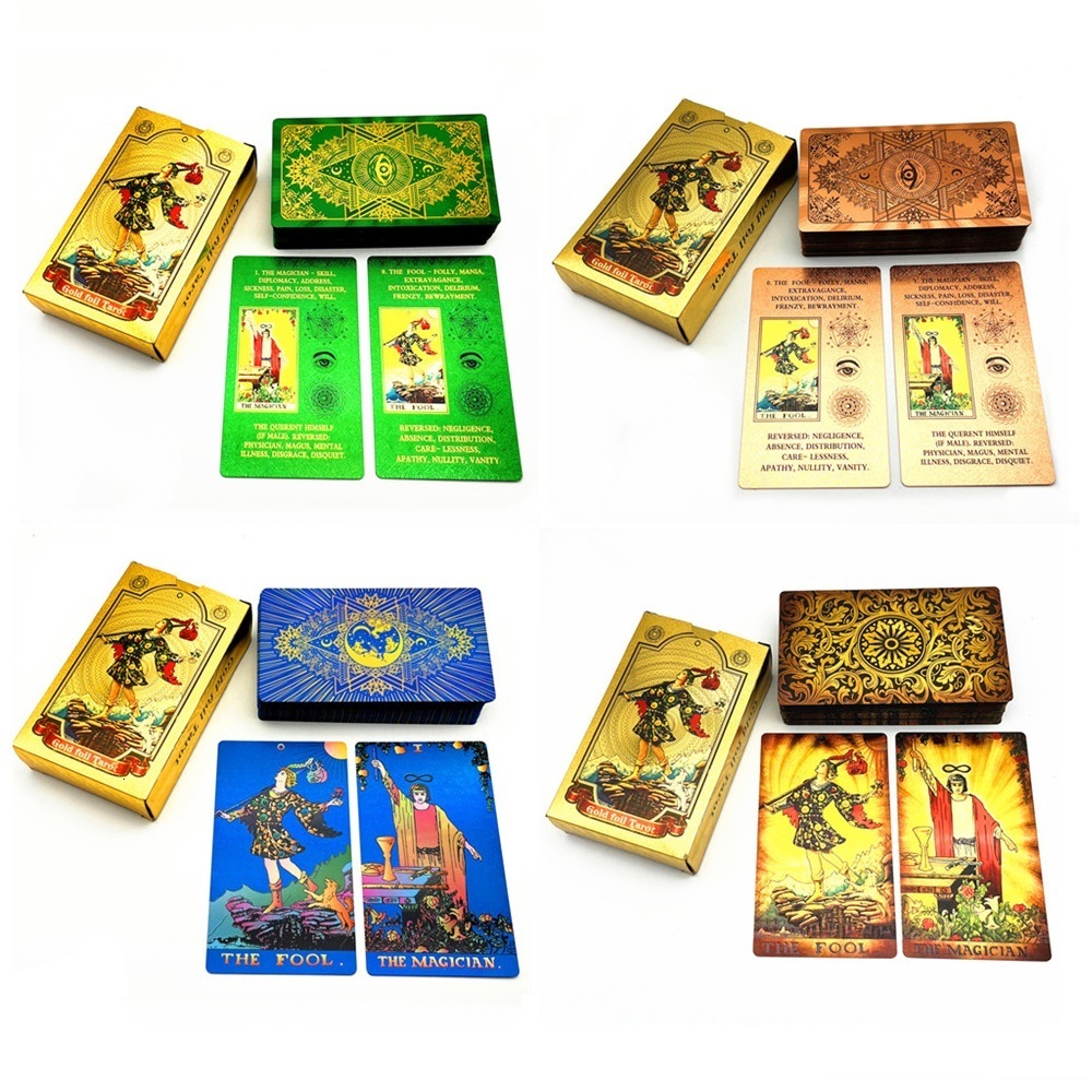 Outdoor Games Activities 1 Deck Tarot Cards With Guide Book Gold foil Plastic Waterproof Board Game Astrology Gift L734 230718