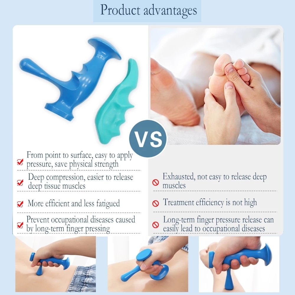 Full Body Massager T-shaped Massager Thumb Finger Pressure Manual Physiotherapy Tools Full Body Deep Tissue Relaxt Pain Relief Press Trigger Point 230