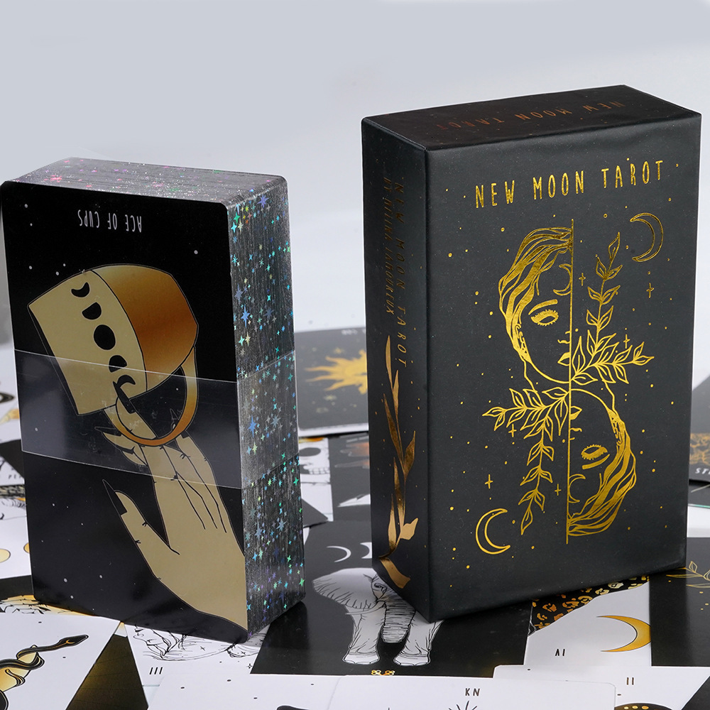 Outdoor Games Activities 12x7cm moon tarot cards High quality Full English Family Party Board Game Astrology Divination Fate Cards 230718