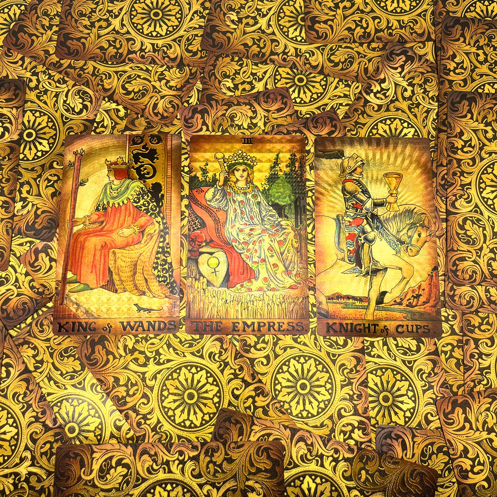 Outdoor Games Activities 1 Deck Tarot Cards Retro Gold Foil Plastic Divination 78 Cards Deck Witch Board Game With Guide Book L720 230718