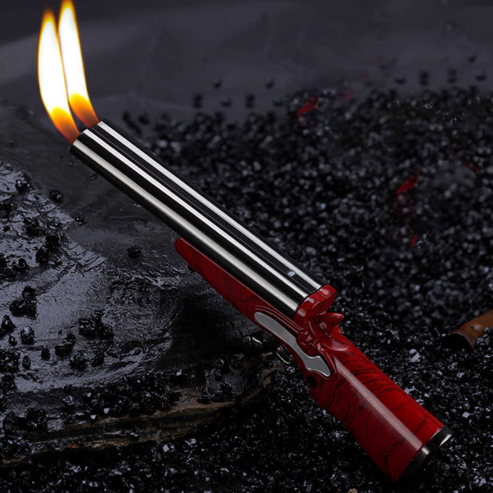 NEW Cool Gadgets Candle Lighter Creative Mini Gun Dual Flame Refillable Butane No Gas Gifts for Men GYKM W260202